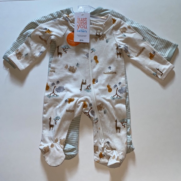 COPY - NWT  Carter’s  Boys  preemie Jungle sleeper W/ built in anti-scratch 2 p… - Picture 4 of 11